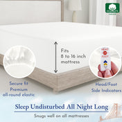 California Design Den Full Fitted Sheet Only, Softest 400 Thread Count 100% Cotton Sateen, Deep Pocket, All-Around Elastic, Side Indicators - Creamy
