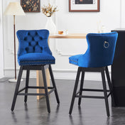 AUSTUFF Swivel Bar Stools Set of 2 Velvet Barstools for Kitchen Island (30", Blue)