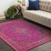 Hauteloom Milliken Hallway, Kitchen Runner Rug - Updated Traditional - Orange, Purple, Gray - 2'7" x 7'3"