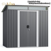 Aiho 6' x 4' Shed, Outdoor Storage Shed with Sliding and Lockable Doors for Garden and Backyard - Grey