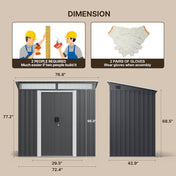 Aiho 6' x 4' Shed, Outdoor Storage Shed with Sliding and Lockable Doors for Garden and Backyard - Grey