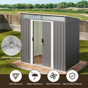 Aiho 6' x 4' Shed, Outdoor Storage Shed with Sliding and Lockable Doors for Garden and Backyard - Grey