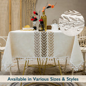 ComfiTime Table Cloth – Fitted Table Cover for 6 Foot, 8 Foot and other Size Rectangle or Round Tables, Faux Linen/Burlap Tablecloth for Parties w/