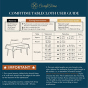ComfiTime Table Cloth – Fitted Table Cover for 6 Foot, 8 Foot and other Size Rectangle or Round Tables, Faux Linen/Burlap Tablecloth for Parties w/