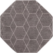 Unique Loom Geometric Trellis Frieze Rug Light Gray/Ivory 5' 1" Octagon Trellis Traditional Perfect For Living Room Bed Room Dining Room Office