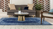 Unique Loom Midnight Bromley Rug Navy Blue/Ivory 9' x 12' Rectangle Medallion Shabby-Chic Perfect For Living Room Bed Room Dining Room Office