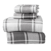 Great Bay Home Extra Plush Plaid Fleece Warm &amp; Cozy Sheet Set (Full, Plaid Grey)