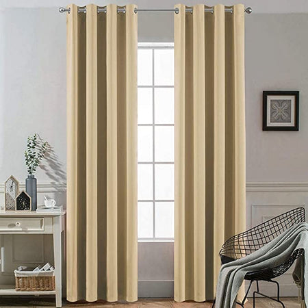 Amay Blackout Grommet Curtain Panel Beige 42 Inch Wide by 108 Inch Long- 1Panel