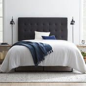 Rest Haven Upholstered Square Tufted Headboard, Full, Charcoal