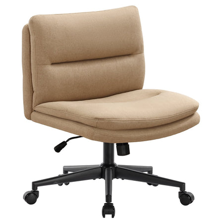JONPONY Office Chair Armless Criss Cross Legged Chair with Wheels, Comfy Home Office Desk Chairs, Adjustable Swivel Padded Fabric Vanity Task