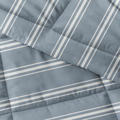 Noble Linens 2-Piece Light Blue Soft Stripe Reversible Print Comforter Set, Twin/TwinXL