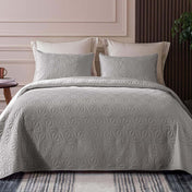Whale Flotilla Microfiber Twin Size (68x88 inches) Quilt Set Lightweight Quilted Bedspreads Coverlets Set with Stars Pattern, Light Grey, 2 Piece (1