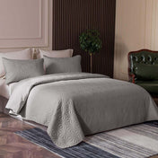 Whale Flotilla Microfiber Twin Size (68x88 inches) Quilt Set Lightweight Quilted Bedspreads Coverlets Set with Stars Pattern, Light Grey, 2 Piece (1