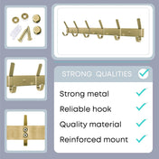 Brushed Gold Coat Rack Wall Mount with 6 Double Hooks for Hanging – 17 Inch Heavy Duty SUS304 Stainless Steel Rustic Coat Hooks – Hat, Clothes