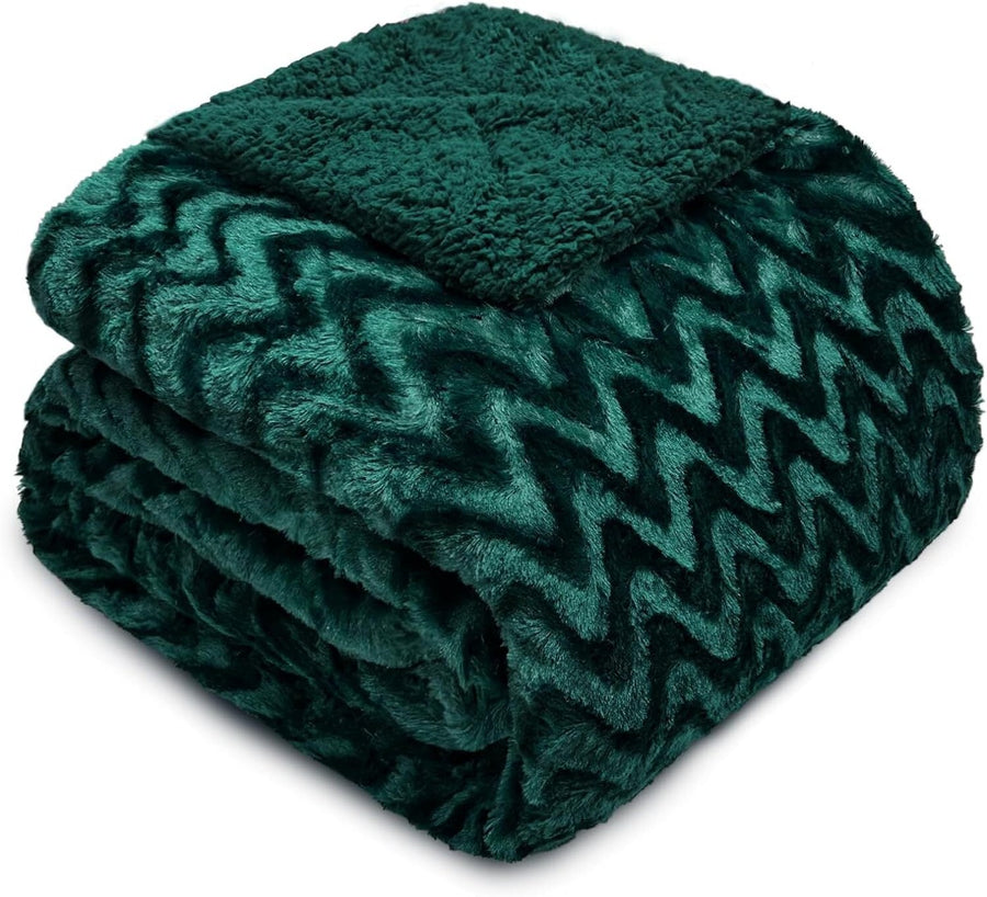 Whale Flotilla Faux Fur Sherpa King Size Blanket, Cozy Reversible Fuzzy Fluffy Plush Blankets with Stylish for Winter Fall, Warm and Soft, 90x104
