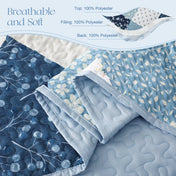 Exclusivo Mezcla 3 Pieces Boho Bohemian Quilt Set Queen Size, Lightweight Patchwork Quilted Bedspread/Coverlet/Bed cover/Bedding Set, Navy