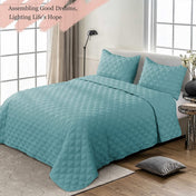 Exclusivo Mezcla Bed Quilt Set Twin Size for All Seasons, Stitched Pattern Quilted Bedspread/ Bedding Set/ Coverlet with 1 Pillow sham, Lightweight