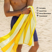 Exclusivo Mezcla 4 Pack Microfiber Cabana Striped Large Beach/Pool/Bath Towel for Adults (Yellow, 30" x 60") - Soft, Quick Dry, Lightweight and