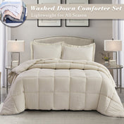 All Season Camel 3 Piece Twin Size Down Alternative Comforter Set with Corner Tabs
