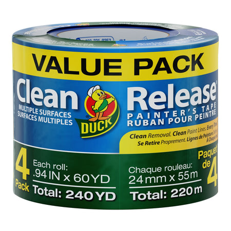 Duck Clean Release .94 in. x 60 yd. Blue Painter's Tape, 4 Rolls
