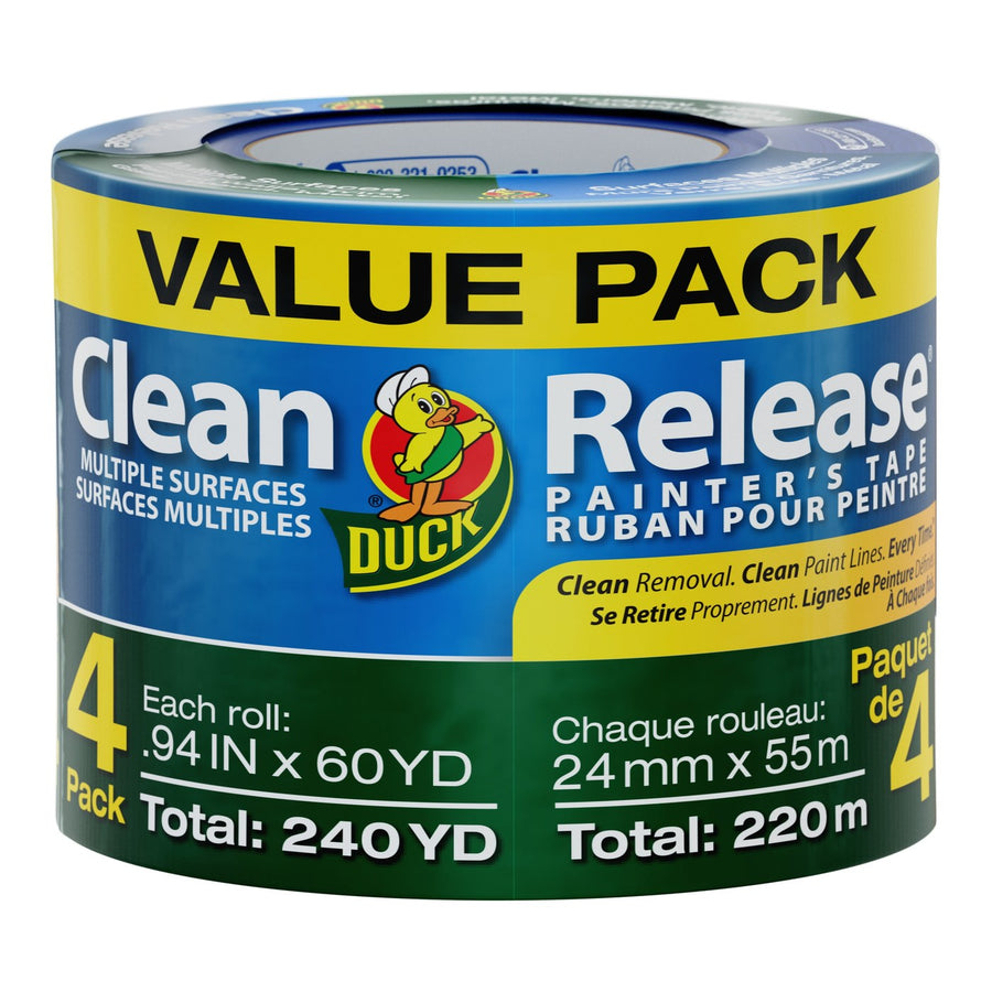 Duck Clean Release .94 in. x 60 yd. Blue Painter's Tape, 4 Rolls