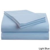 Amay 100% Cotton 600-Thread Count 4-PCs Sheet Set Easily Fit upto 21 Inch Deep Pockets Solid King, Light Blue