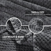 Exclusivo Mezcla Waffle Textured Soft Fleece Blanket, King Size Bed Blanket, Cozy Warm and Lightweight (Dark Grey, 90x104 inches)