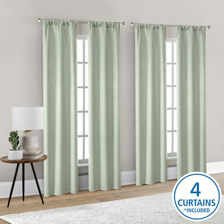 Mainstays 4 of a Kind Blackout Curtain Panels, Set of 4, Green, 28" W x 84" L