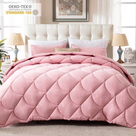Yalamila WhatsBedding 2 Pieces Bed in a Bag Comforter Set Duvet Insert,Reversible,Pink,Twin