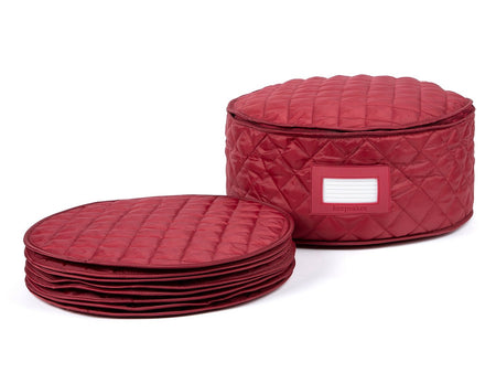 Covermates Keepsakes - Dish Storage - Padded Protection - ID Window - Stain Resistant - Machine Washable - China Storage, Red