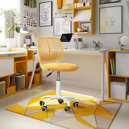 Homy Casa Teens Task Home Office Chair Ergonomic Small Cute Chair, Lumbar Support Breathable Mesh Seat for Student,Lime Yellow