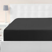 PiccoCasa Soft 190GSM Brushed Polyester 16" Deep Pocket Fitted Sheets Black Full