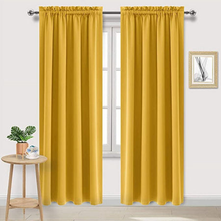Amay Rod Pocket Curtain Panel Yellow/Gold 120 Inch Wide by 84 Inch Long-1 Panel