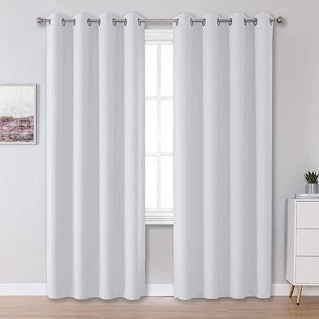 Amay Grommet Top Blackout Curtain Panel Greyish White 72 Inch Wide by 120 Inch Long-1Panel