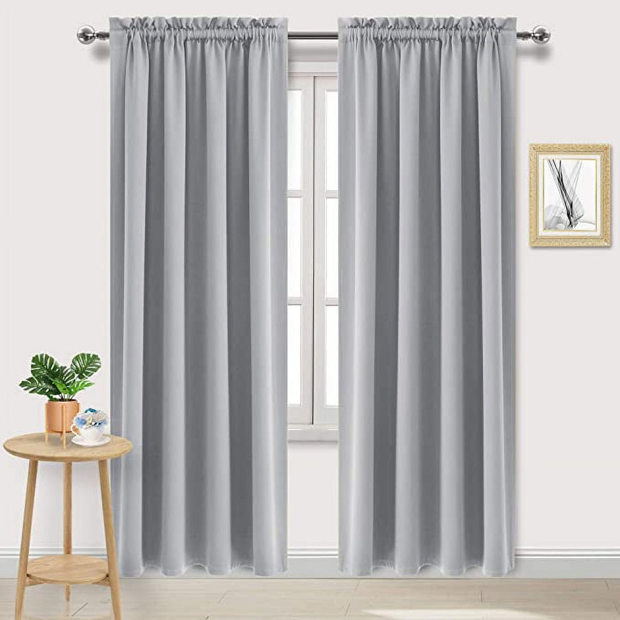 Amay Rod Pocket Window Curtain Panel Silver Grey 84 Inch Wide by 72 Inch Long-1 Panel