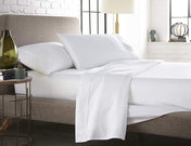 Amay 100% Cotton 600-Thread Count 4-PCs Sheet Set Easily Fit upto 21 Inch Deep Pockets Solid California King, White