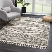 Hauteloom Berber Shag Collection - Fishhook Farmhouse Entryway, Bedroom, Kitchen Shaggy Runner Rug with Tassel - Fluffy Plush High Pile Carpet