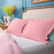 Ntbay 2 Pack Double Brushed Microfiber Queen Pillow Shams with 2" Flange, Wrinkle, Fade, Stain Resistant Sham, 20"x30", Pink