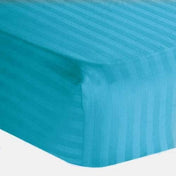 Amay 800TC Organic Cotton Twin Size Fitted Sheet ( 39X75 ) Fits Mattress Upto 10-12 inches Turquoise Stripe