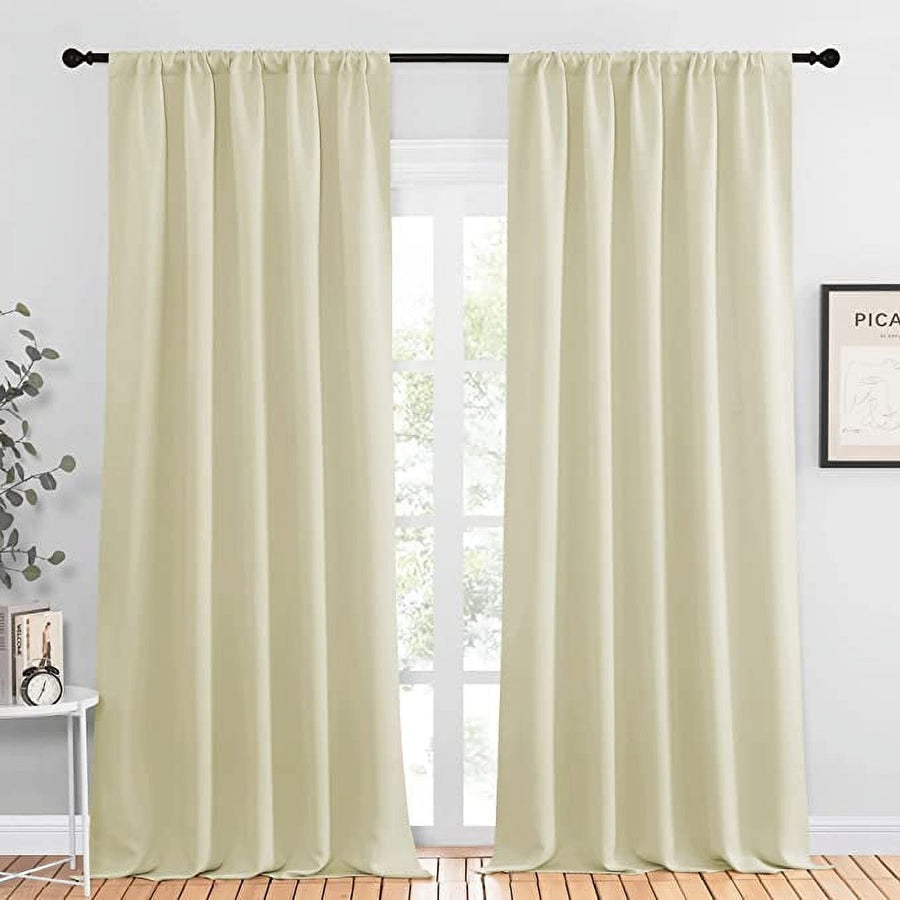 Amay Rod Pocket Curtain Panel Draperies Ivory 72 Inch Wide by 72 Inch Long-1 Panel