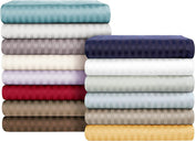 Amay 800 Thread Count 100% Organic Cotton Grand King/Super King Size 1PC Flat Sheet (110x125 ) Royal Blue Striped
