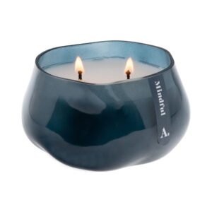 Allswell Mindful (Sage + Eucalyptus + White Cedar) Scented 1-Wick Organic Blown Jar Spa Candle 8oz.
