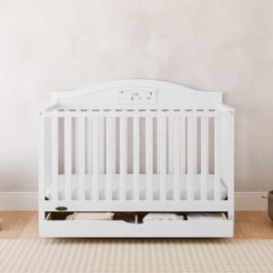 Graco Story 5-in-1 Convertible Baby Crib with Drawer and Reversible Headboard, White