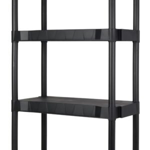 Hyper Tough Black Plastic 4-Tier Shelving Unit, 280 lb Capacity, 56.2x30x13.8 Inches