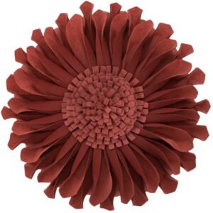 JWH Round Suede Sunflower Throw Pillows with Insert for Bed Sofa 12 inch Rust Red