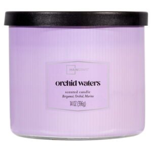 Mainstays 3 Wick Textured Wrapped Orchid Water Candle, 14 Ounce