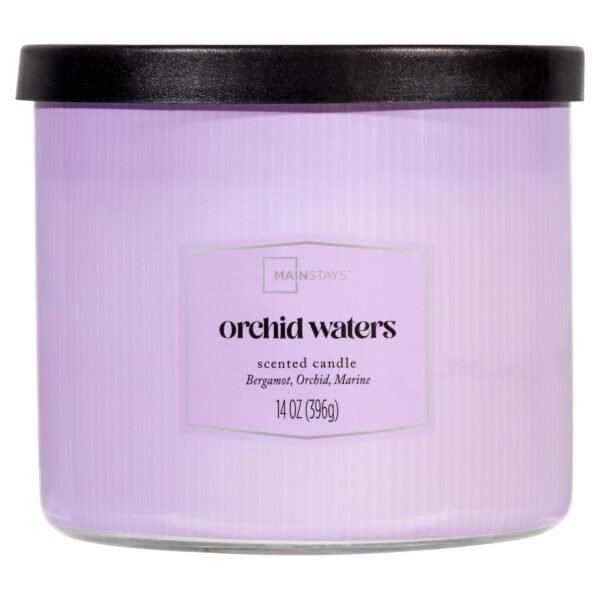 Mainstays 3 Wick Textured Wrapped Orchid Water Candle, 14 Ounce