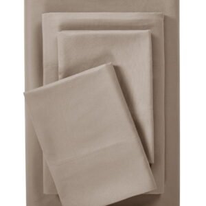 Mainstays Comfort Chill Microfiber Bed Sheet Set, King, Brownstone, 4 Piece