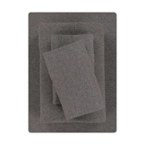 Mainstays Cotton Rich Extra Soft Jersey Bed Sheet Set, Queen, Charcoal, 4 Pieces