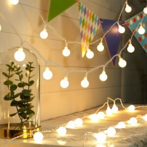 Mainstays Indoor 50-Count LED Globe Lights, with Frosted White G20 Globes, AC-Adaptor, 4.5 Volts